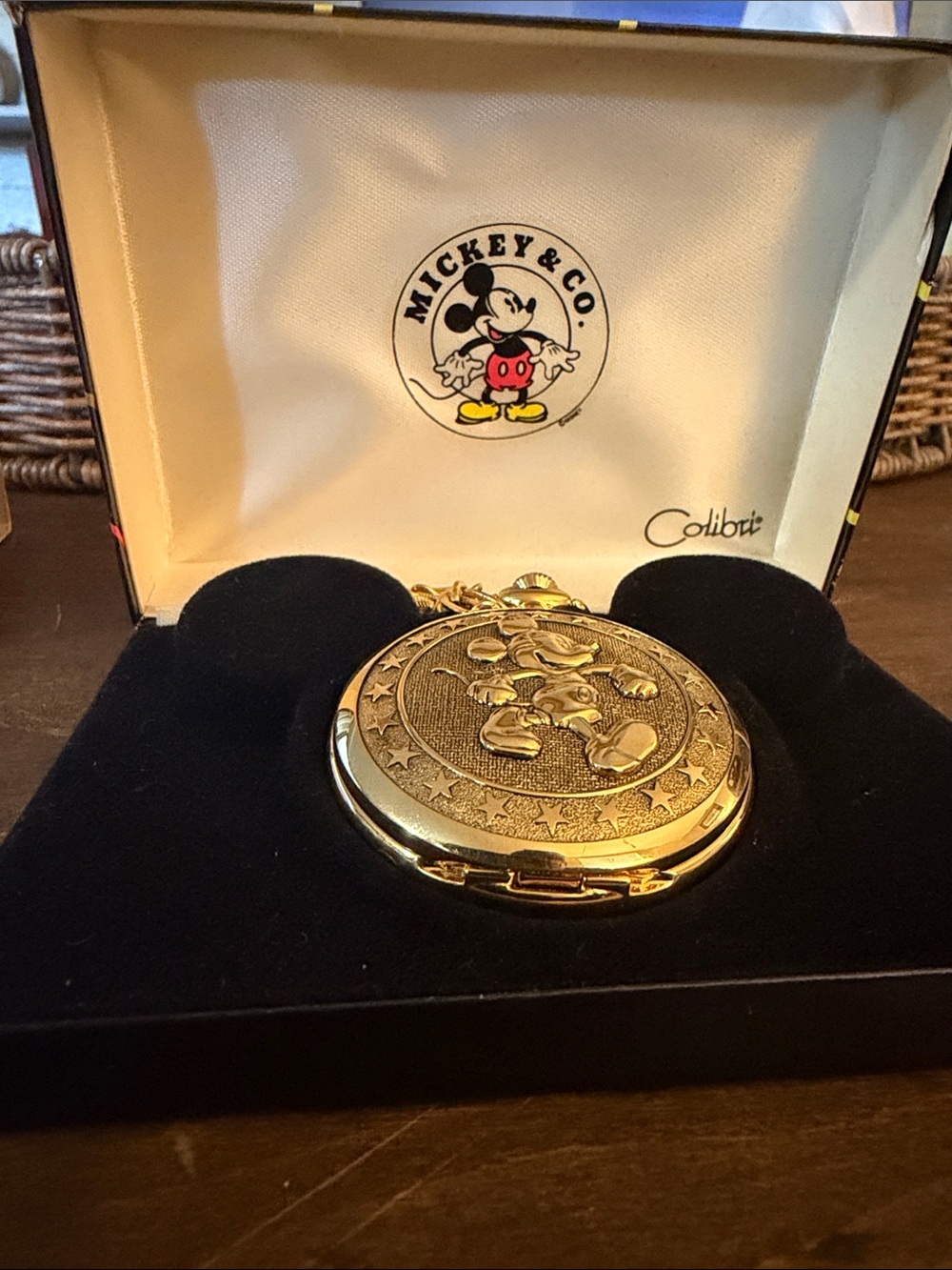 Disney Mickey Mouse Colibri Musical Pocket Watch w/ Chain, Box & Papers - Picture 2 of 5